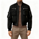 Black Multi-Zipper Pocket Bomber Jacket