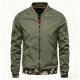 Camo-Accented Olive Green Bomber Jacket