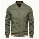 Button-Front Olive Green Bomber Jacket