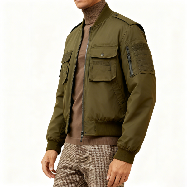 Olive Green Utility Bomber Jacket