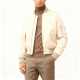 Beige Satin Bomber Jacket with Arm Pocket