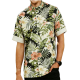 Black & White Tropical Floral Mandarin Collar Shirt