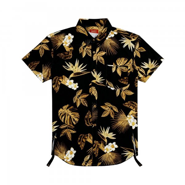 Black & Gold Tropical Leaf Shirt