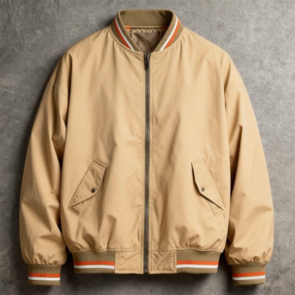 Khaki Utility-Style Bomber Jacket